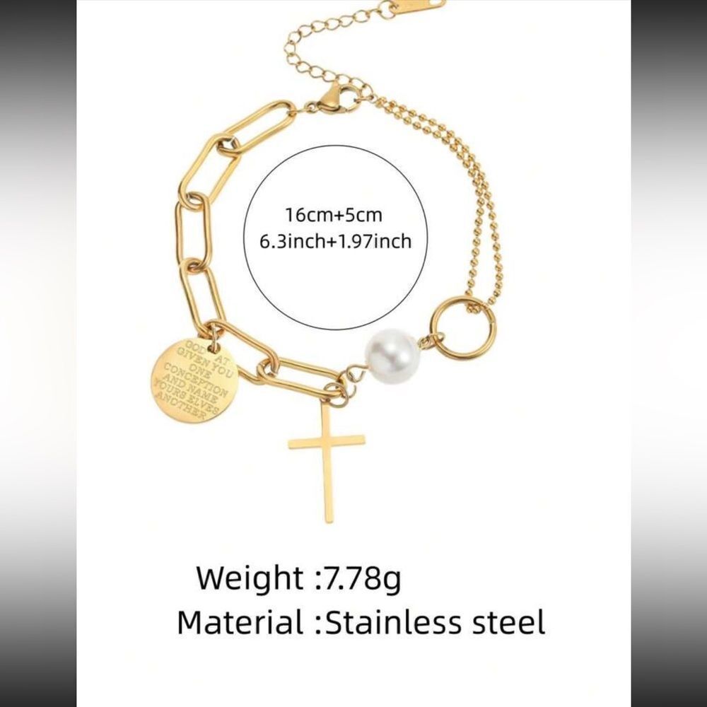 Bohemian cross charm chain bracelet A738